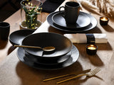 CreaTable, 20537, Vesuvio Black Series, 16-delige serviesset, porseleinen combinatieservies, vaatwasser- en magnetronbestendig, gemaakt in Portugal
