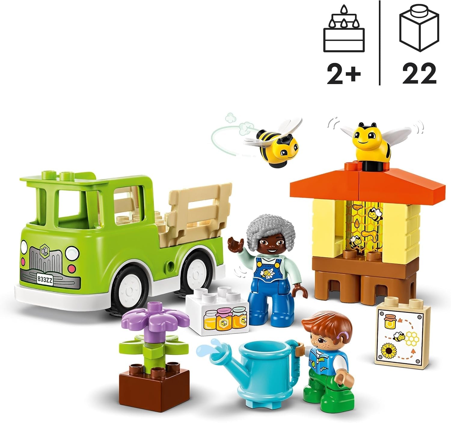 LEGO DUPLO Stadsbijenteelt en bijenkorven, educatief speelgoed voor peuters met 2 figuren en een mobiele vrachtwagen, bouw- en ombouwset, speelgoed voor peuters vanaf 2 jaar 10419 Bouwsets Besuche den LEGO-Store