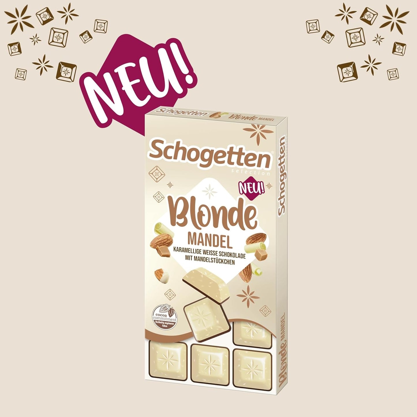 Schotten Blonde Amandel | Witte chocolade met karamel en amandelstukjes | 100 gram | Handig geportioneerd (pak van 2)