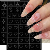 6 vellen airbrush-sjabloon nagelstickers, vlindervlam sterren hart sterren nagelstickers afdrukken stencilgereedschap nagelkunst zelfklevende stickers voor vrouwen nagelkunstontwerpstickers