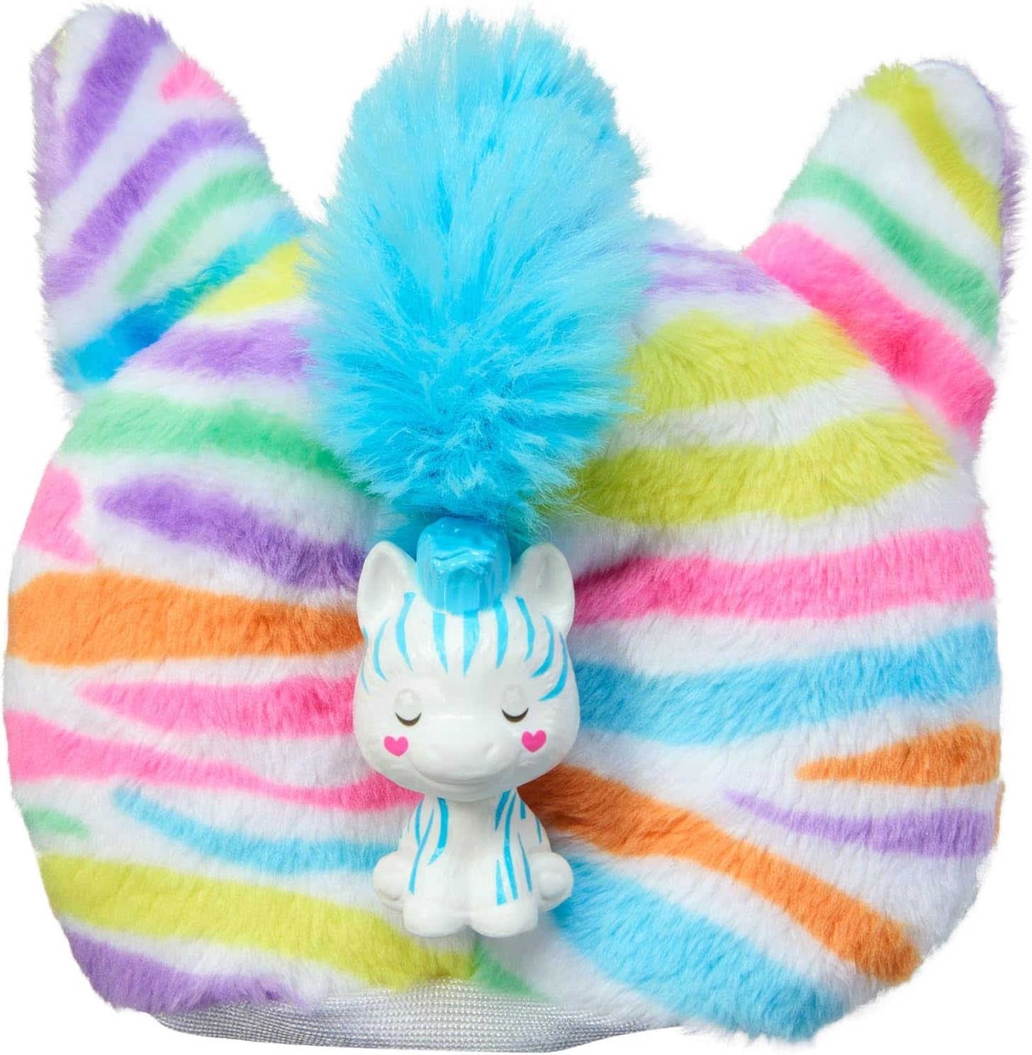 Barbie Cutie-onthullingspop en accessoires, regenboogzebra-pluche outfit en 10 kleurveranderende verrassingen, Color Dream-reeks, HRK39