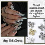 30st metalen nagelbogen, goud zilver grijze strikken, nagelaccessoires, nageldecoraties voor vrouwen en meisjes, nail art design