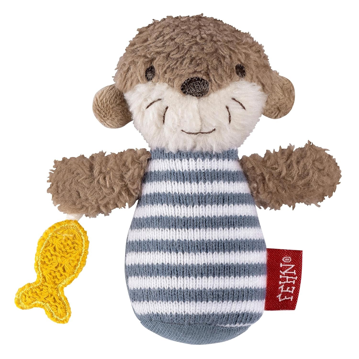 Fehn minirammelaar otter - mini-grijpspeeltje voor het rammelen, betasten en spelen met een zacht en knuffelig stoffen dier - een trouwe metgezel voor baby's en peuters vanaf 0+ maanden Babyspeelgoed Naty Shop Otter