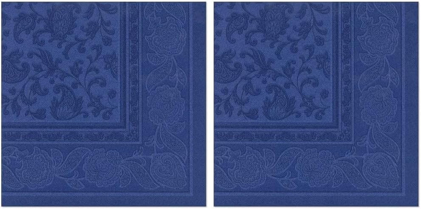50 servetten "ROYAL Collection" 1/4 vouw 40 Cm X 40 Cm donkerblauw "Ornamenten"