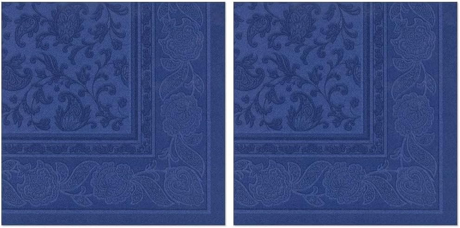 50 servetten "ROYAL Collection" 1/4 vouw 40 Cm X 40 Cm donkerblauw "Ornamenten"