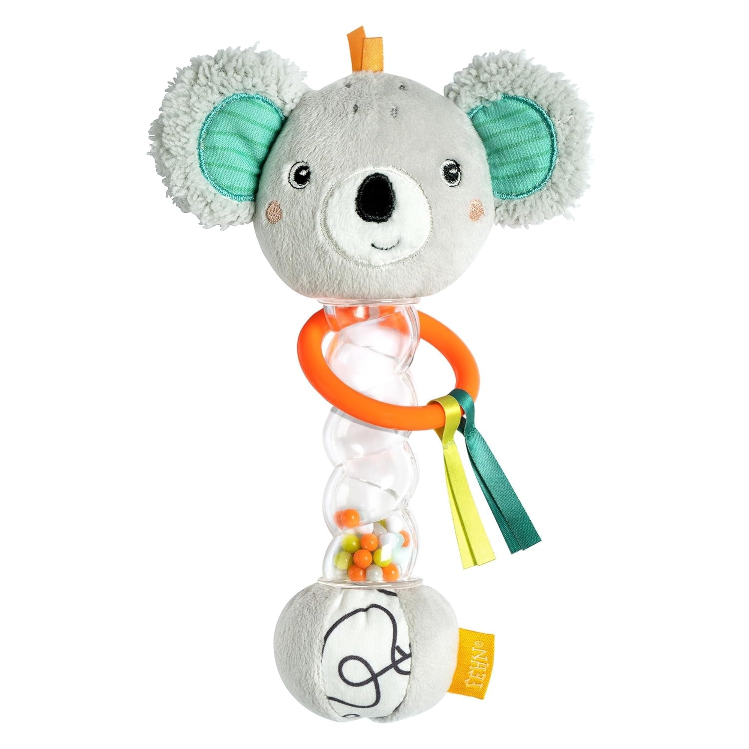 Fehn Rainmaker muis - motorisch speeltje met bel om vast te pakken en geluidjes te maken - stok met bel stimuleert op speelse wijze zintuigen en motoriek - voor baby's en peuters vanaf 0+ maanden Babyspeelgoed Naty Shop Koala