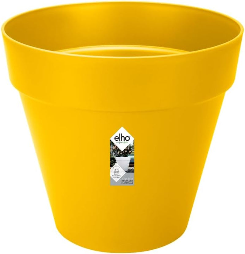 elho Loft Urban Round 40 - Bloempotten voor buiten - 100% gerecycled plastic - Ø 38,5 x H 35,3 cm - Geel/Oker