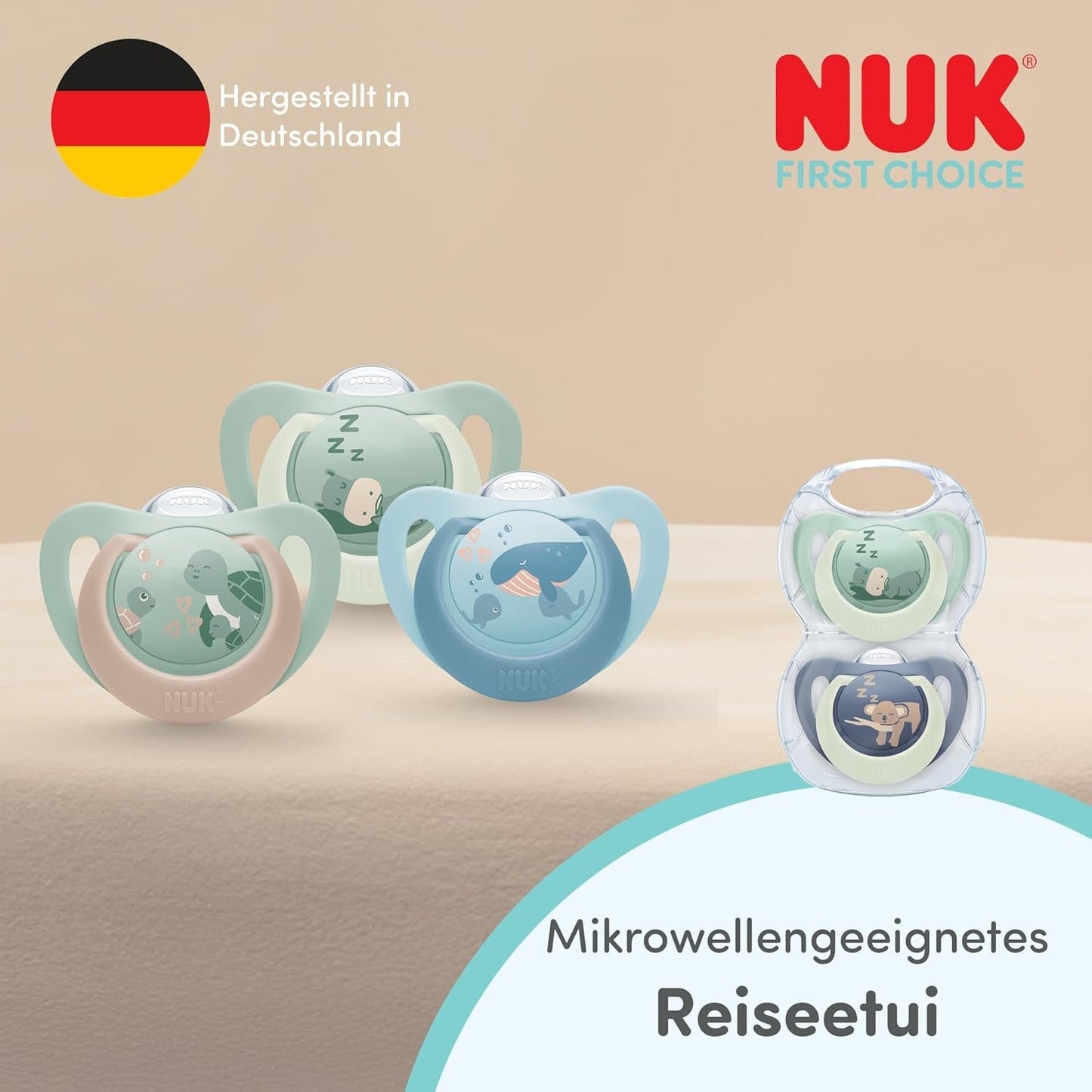 NUK First Choice Nachtfopspeen voor baby's | 6-18 maanden | Orthodontische fopspenen die oplichten in het donker | Kalmeert 99% van de baby's** | Konijn/Schap | Pak 0-2