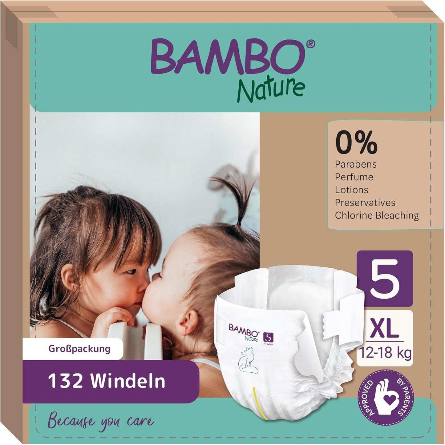Bambo Nature Babyluiers, maat 1 (2-4 kg), maanddoos van 132 stuks | Premium luiers met verbeterde lekbescherming | Ultiem comfort en vrijheid voor pasgeborenen | Dermatologisch geteste luiers