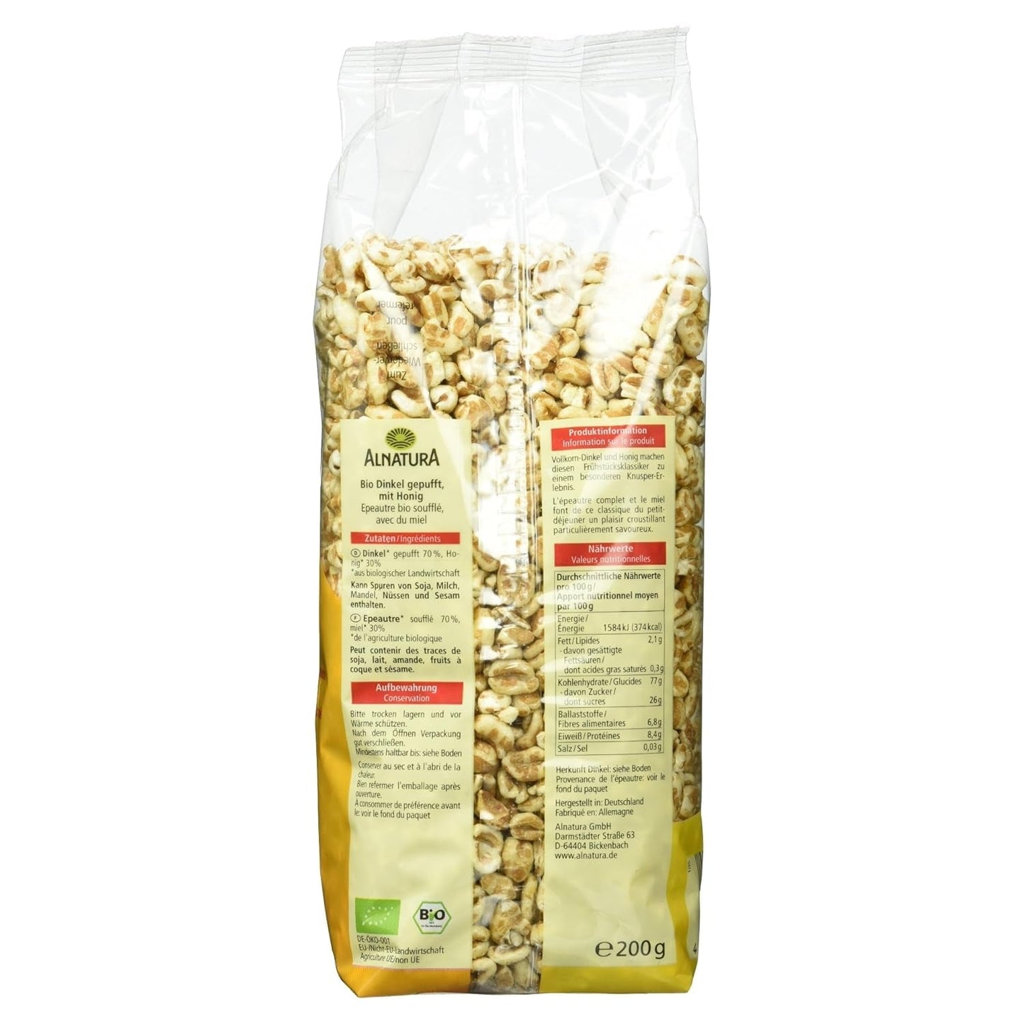 Bio Dinkel Gepuft, 200G Granen Naty Shop