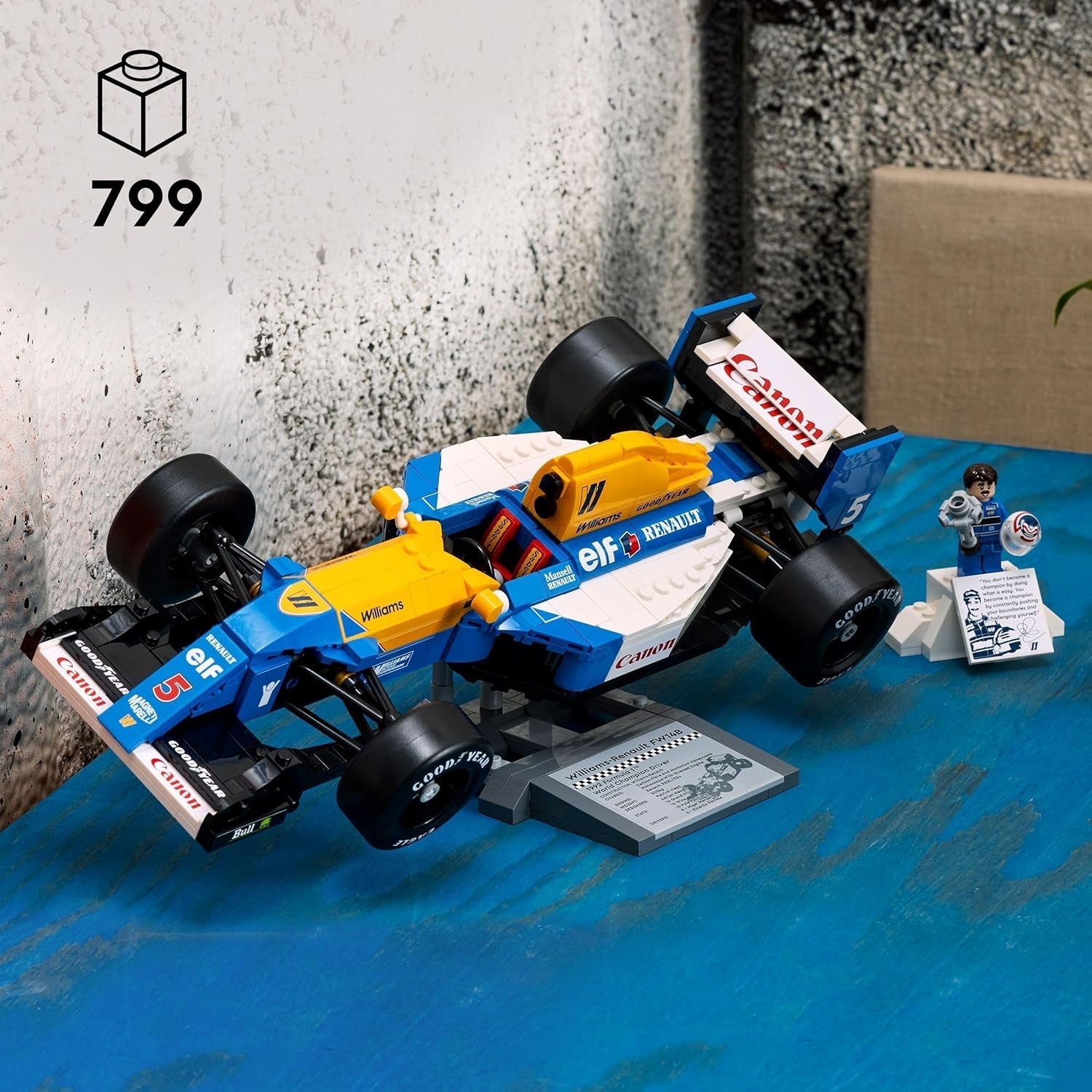 LEGO Icons Williams Racing FW14B met Nigel Mansell - F1-modelautoset met minifiguren van coureur om te verzamelen - Bureaudecoratie met standaard - Cadeau voor volwassenen en tieners Motorsportfans 10353 Bouwsets Besuche in LEGO-Store
