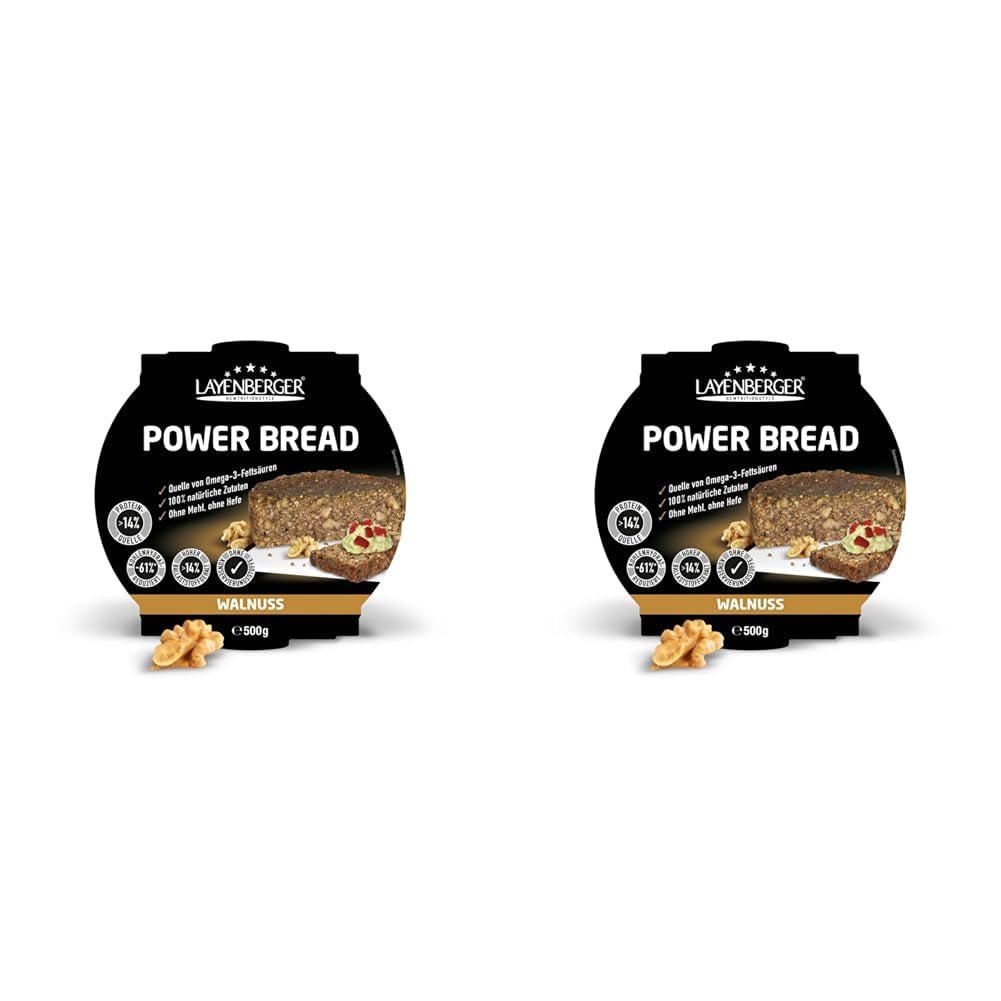 Layenberger Prower Brood Walnoot, Eiweiß- Und Ballaststoffquelle, Ohne Konservierungsmittel, Ohne Hefe, Ohne Mehl, Mit 14G Protein Pro 100G, (1 X 500G) Mengsel voor bakken en koken Naty Shop 500 G (2Er Pack) Walnoot