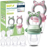 Baby-fruitfopspenen, 2-pack fruitfopspenen voor baby's vanaf 3 maanden Verbeterde versie 2023, vulbare fopspenen, papfopspenen, fruitfopspenen voor baby's, BPA-vrij, 8 siliconen spenen in 3 maten