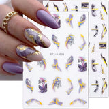 6 Blatt 3D Lila Schmetterling Nagelstickers Selbstklebend Nagelaufkleber Schmetterlinge Nagelsticker Bunte Blühen Marmor Nagelstickers Regenbogen Welle Linien Nail Art Aufkleber Nageldesign Zubehör