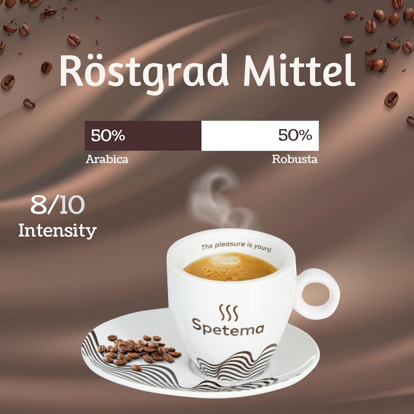 Spetema Kaffeebohnen Ragazzi Espressoreep - 50% Arabica & 50% Robusta, Intensität 8/10, Mittlere Röstung, Zartes Aroma & Dichtes Geschmackserlebnis, 1 kg.