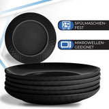 MIAMIO - 6-delig modern keramisch servies/bordenset voor 6 personen - Palmanova Collectie (Zwart, Grote borden (6x))