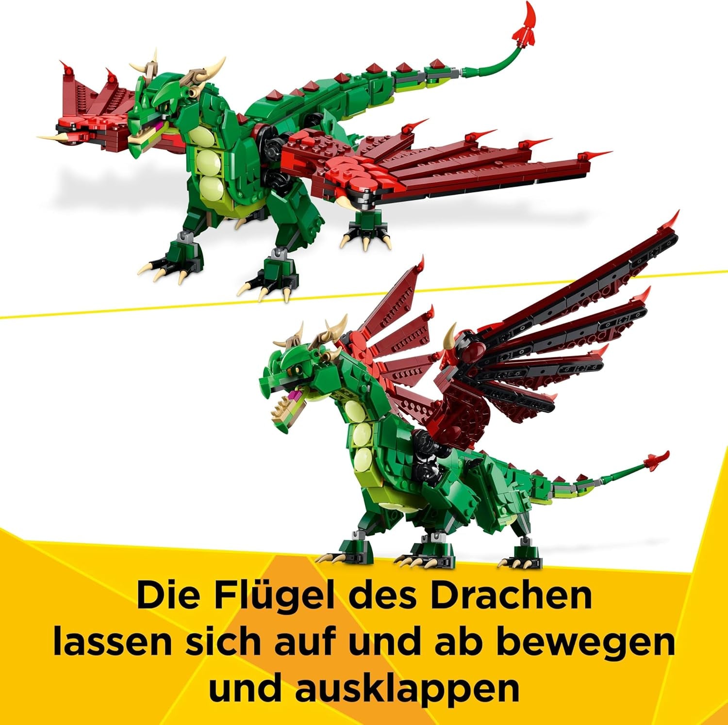 LEGO Creator 3In1 Groene Draak - Speelgoed - Kan worden omgezet in een zeeslang of feniks - Dierenbouwspeelgoed voor kinderen - Cadeau voor jongens en meisjes vanaf 9 jaar 31161 Bouwsets Besuche den LEGO-Store