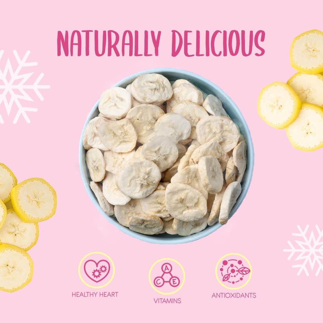 Gevriesdroogde plakjes banaan 100g - gevriesdroogde bananenchips - gevriesdroogd gedroogd fruit - gedroogde plakjes banaan voor decoratie, snacks, smoothies en desserts Gedroogde producten Naty Shop