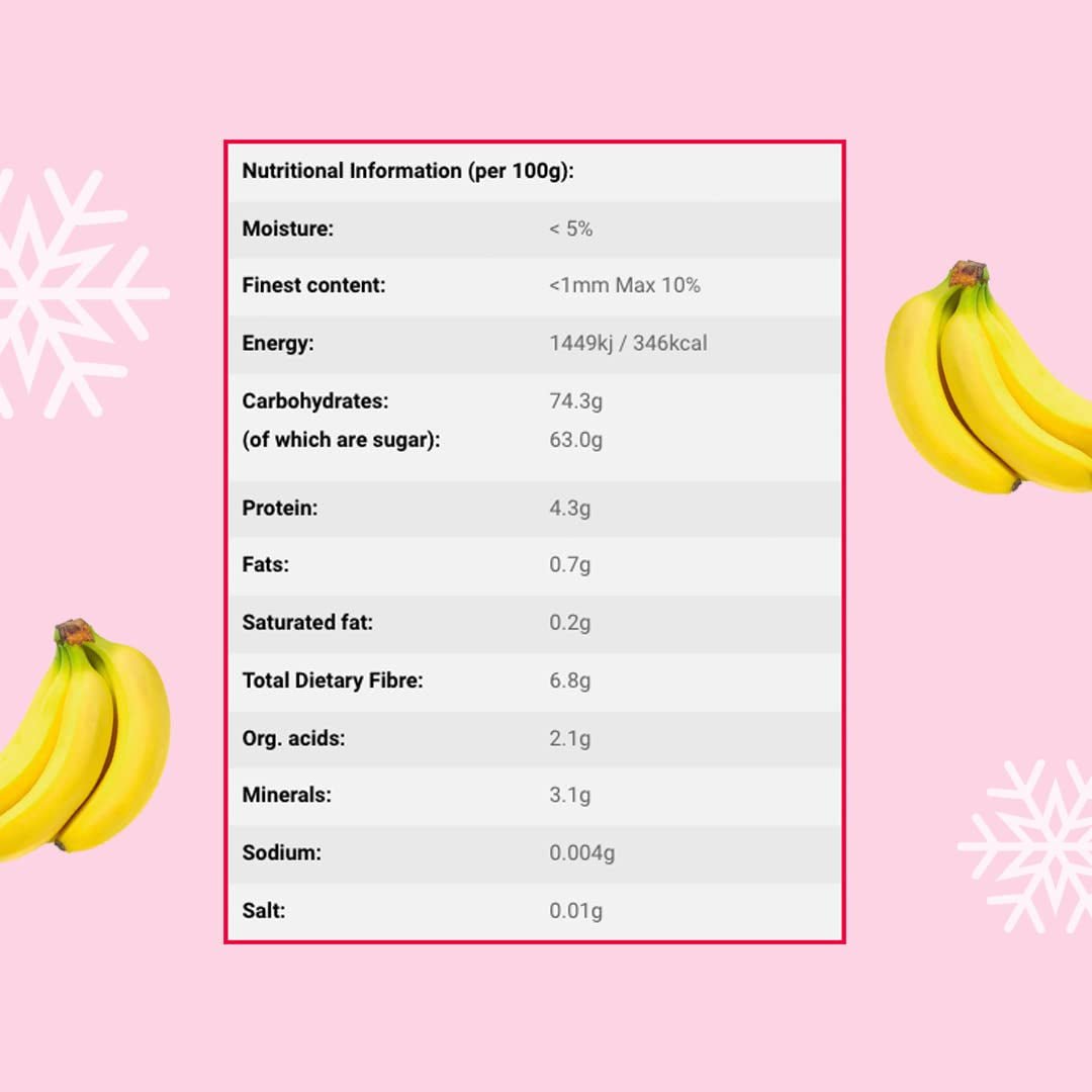 Gevriesdroogde plakjes banaan 100g - gevriesdroogde bananenchips - gevriesdroogd gedroogd fruit - gedroogde plakjes banaan voor decoratie, snacks, smoothies en desserts Gedroogde producten Naty Shop