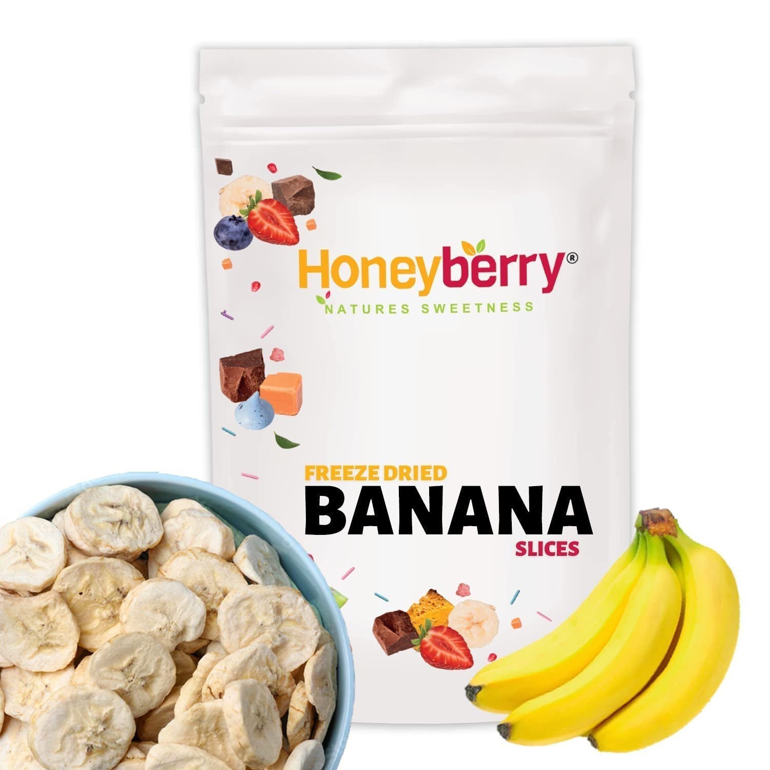 Gevriesdroogde plakjes banaan 100g - gevriesdroogde bananenchips - gevriesdroogd gedroogd fruit - gedroogde plakjes banaan voor decoratie, snacks, smoothies en desserts Gedroogde producten Naty Shop 100G