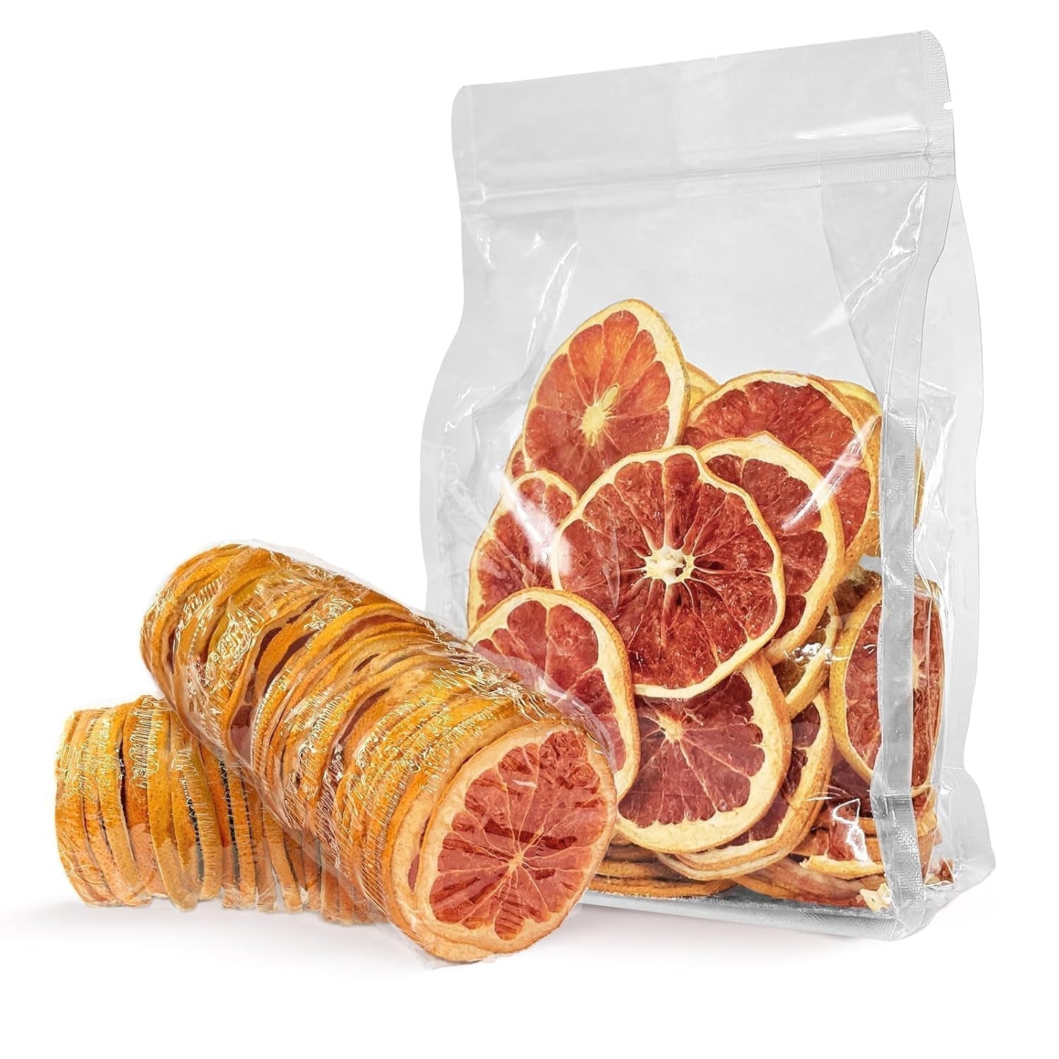 Gedroogde grapefruitschijfjes, gedehydrateerde grapefruit, vaasvuller, kerstversieringen, rode grapefruitschijfjes, gedroogde fruitschijfjes voor thee, zonder toegevoegde suiker (100 g (1 pak)) Naty Shop Gedehydrateerde producten 100 g (1 pakje)
