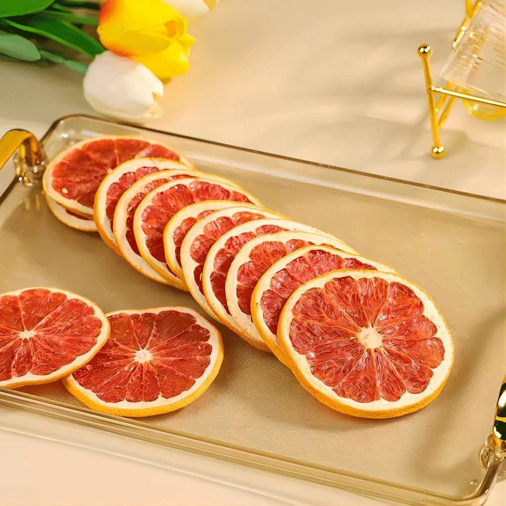 Gedroogde grapefruitschijfjes, gedroogde grapefruit, vaasvuller, kerstversiering, rode grapefruitschijfjes, gedroogde fruitschijfjes voor thee, zonder toegevoegde suiker (100 g (1 pak)) Naty Shop Gedehydrateerde producten