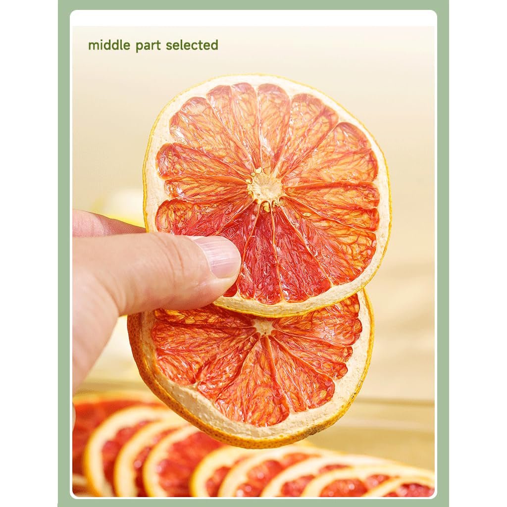 Gedroogde grapefruitschijfjes, gedroogde grapefruit, vaasvuller, kerstversiering, rode grapefruitschijfjes, gedroogde fruitschijfjes voor thee, zonder toegevoegde suiker (100 g (1 pak)) Naty Shop Gedehydrateerde producten