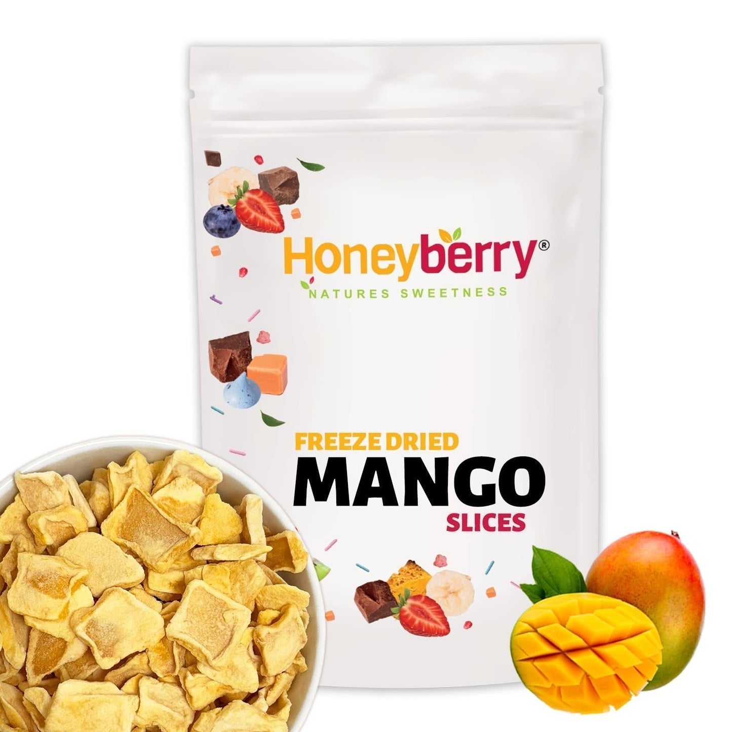 Gevriesdroogde mangoschijfjes 100g - gevriesdroogde mangochips - gevriesdroogd gedroogd fruit - gevriesdroogd fruit, gedroogde mango voor decoratie, snacks, smoothies, desserts Gedroogde producten Naty Shop 100G