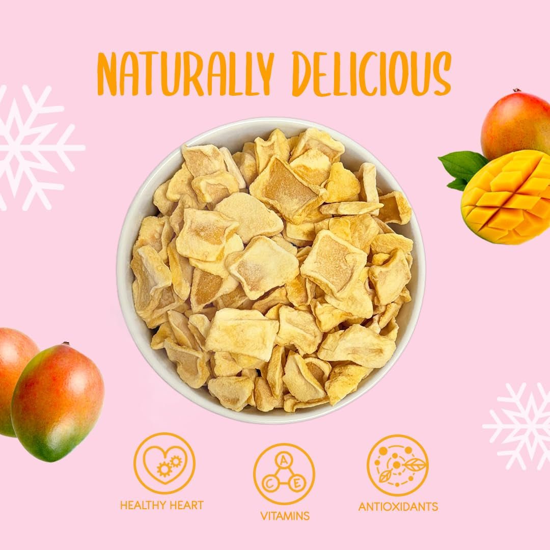 Gevriesdroogde mangoschijfjes 100g - gevriesdroogde mangochips - gevriesdroogd gedroogd fruit - gevriesdroogd fruit, gedroogde mango voor decoratie, snacks, smoothies, desserts Gedroogde producten Naty Shop