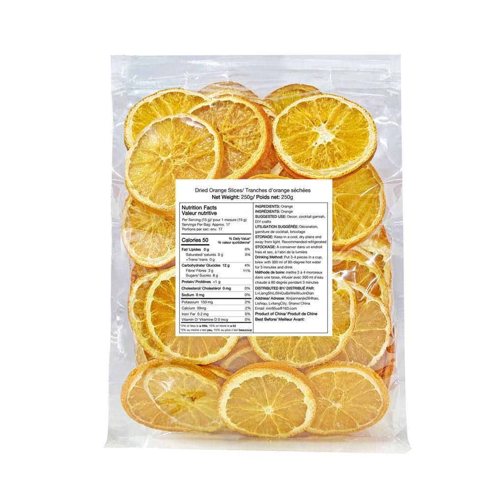Gedroogde sinaasappelschijfjes, 250g Natuurlijke sinaasappelschijfjes Gedroogde decoraties, gedroogde sinaasappelschijfjes voor kerstversiering, adventskrans, zeep, fruitschijfjes Gedroogde producten Naty Shop