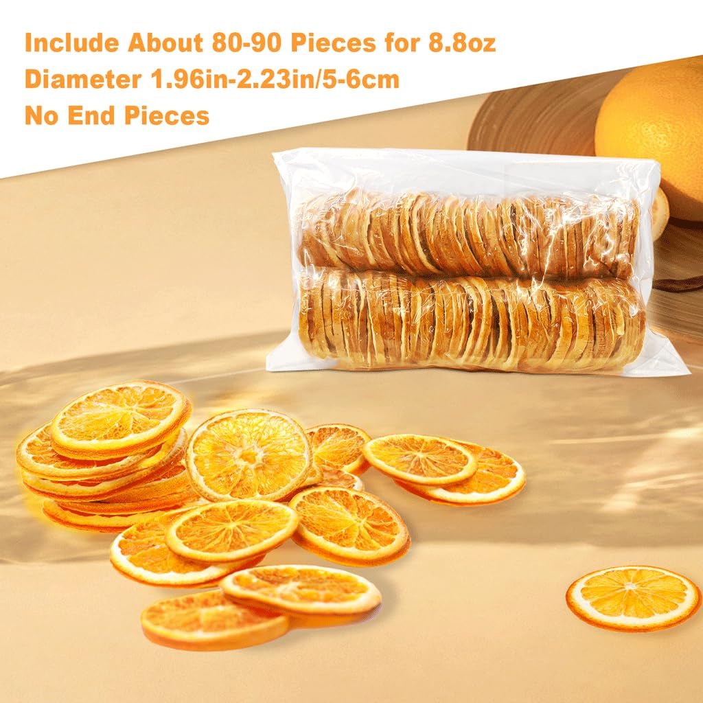 Gedroogde sinaasappelschijfjes, 250g Natuurlijke sinaasappelschijfjes Gedroogde decoraties, gedroogde sinaasappelschijfjes voor kerstversiering, adventskrans, zeep, fruitschijfjes Gedroogde producten Naty Shop
