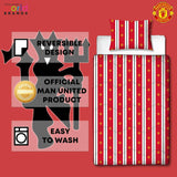 Manchester United FC officieel eenpersoonsdekbed, omkeerbaar, rood en wit, hoesloos, voetbaldekbed, kussensloop, wasbaar, perfect voor reizen, overnachtingen, 10,5 Tog dekbedden en quilts Naty Shop