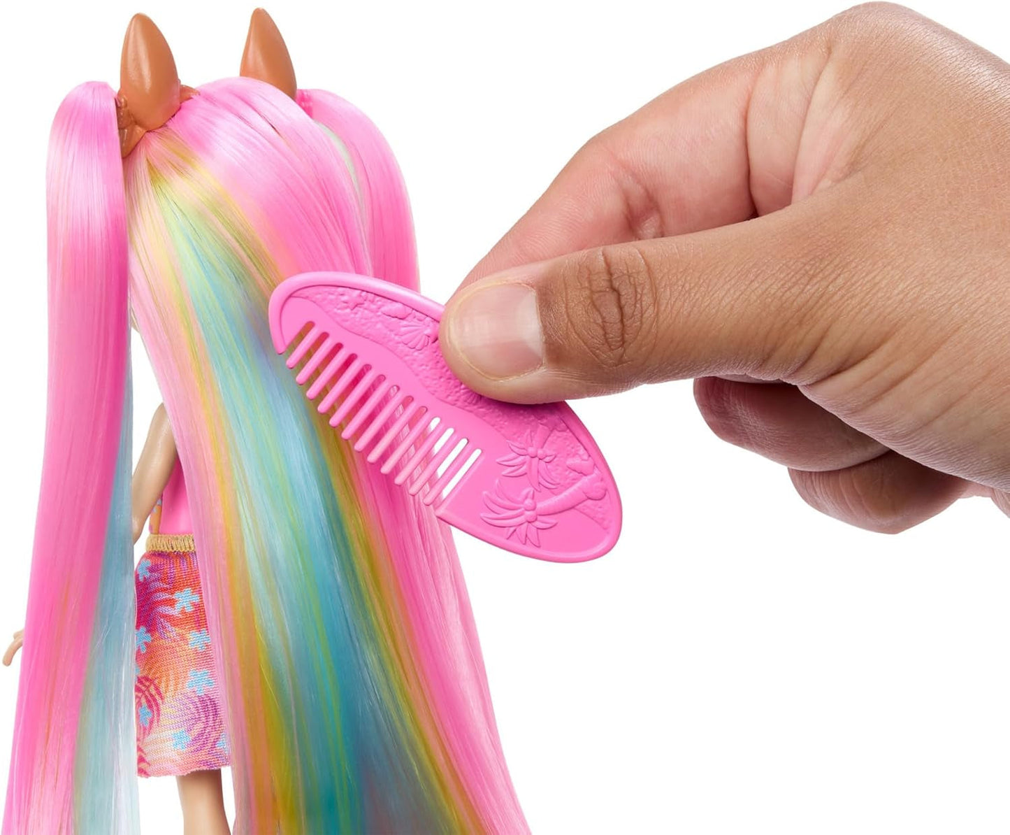 Enchantimals-poppen, Sunshine Beach Deluxe haarpop en dierenvriend, kleine pop met afneembare rok en accessoires, kindercadeaus, HTJ70 Naty Shop-poppen