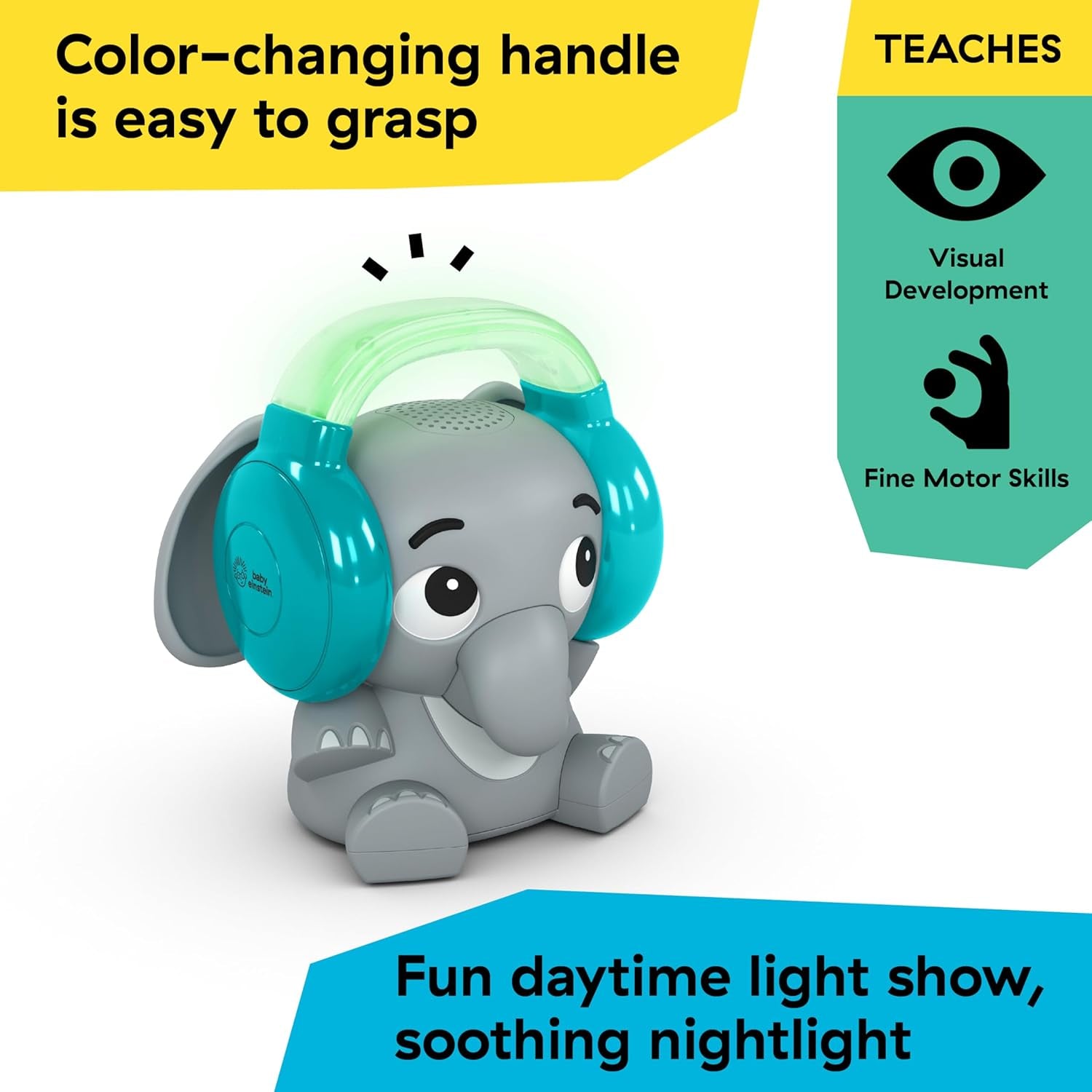 Baby Einstein Earl the Elephant Bluetooth-geluidsmachine, muzieksysteem + nachtlampje, baby- tot peuterspeelgoed Bebe Naty Shop