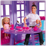 Simba 104661996 - Steffi Love Dreamhouse, groot speelhuis, 4 kamers, GEEN POPPEN, 84 cm hoog, twee niveaus, functionele bel, inklapbare Naty Shop poppenhuizen