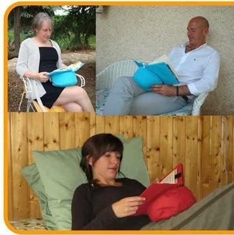 Leeskussen, groen, boekensteun voor lezers, gemaakt van stof, verstelbaar aan het boek