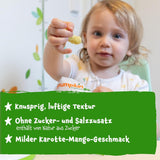 Pumpkin Organics Baby Meergranen Wortel- en Mangoringen (8 stuks) Babysnacks zonder additieven vanaf 12 maanden - Allergeenvrij² en glutenvrij³ Krokante babysnacks (8 x 20 g)
