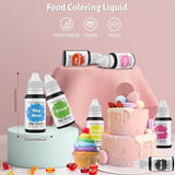 Kleurstof voor levensmiddelen 9 x 10 ml, vloeibare kleurstof voor levensmiddelen - kleurstofset voor het versieren van taarten, macarons, donuts, fudge, glazuur, doe-het-zepen, ijs, zeepkleurstof, spuitpistoolkleurstof