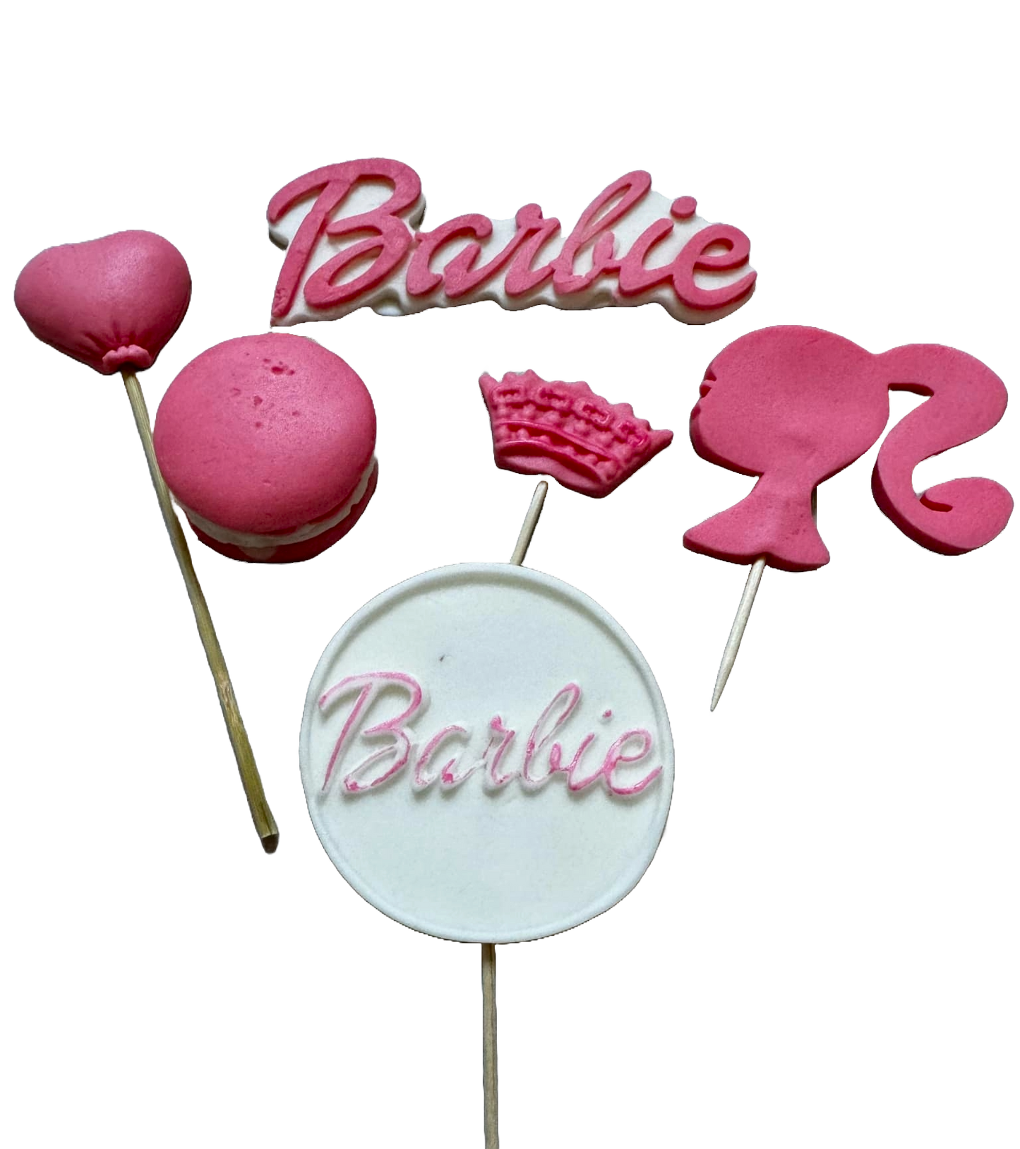 Set van 6 eetbare suikerdecoraties, Barbie Sugar Paste Decorations Naty Shop
