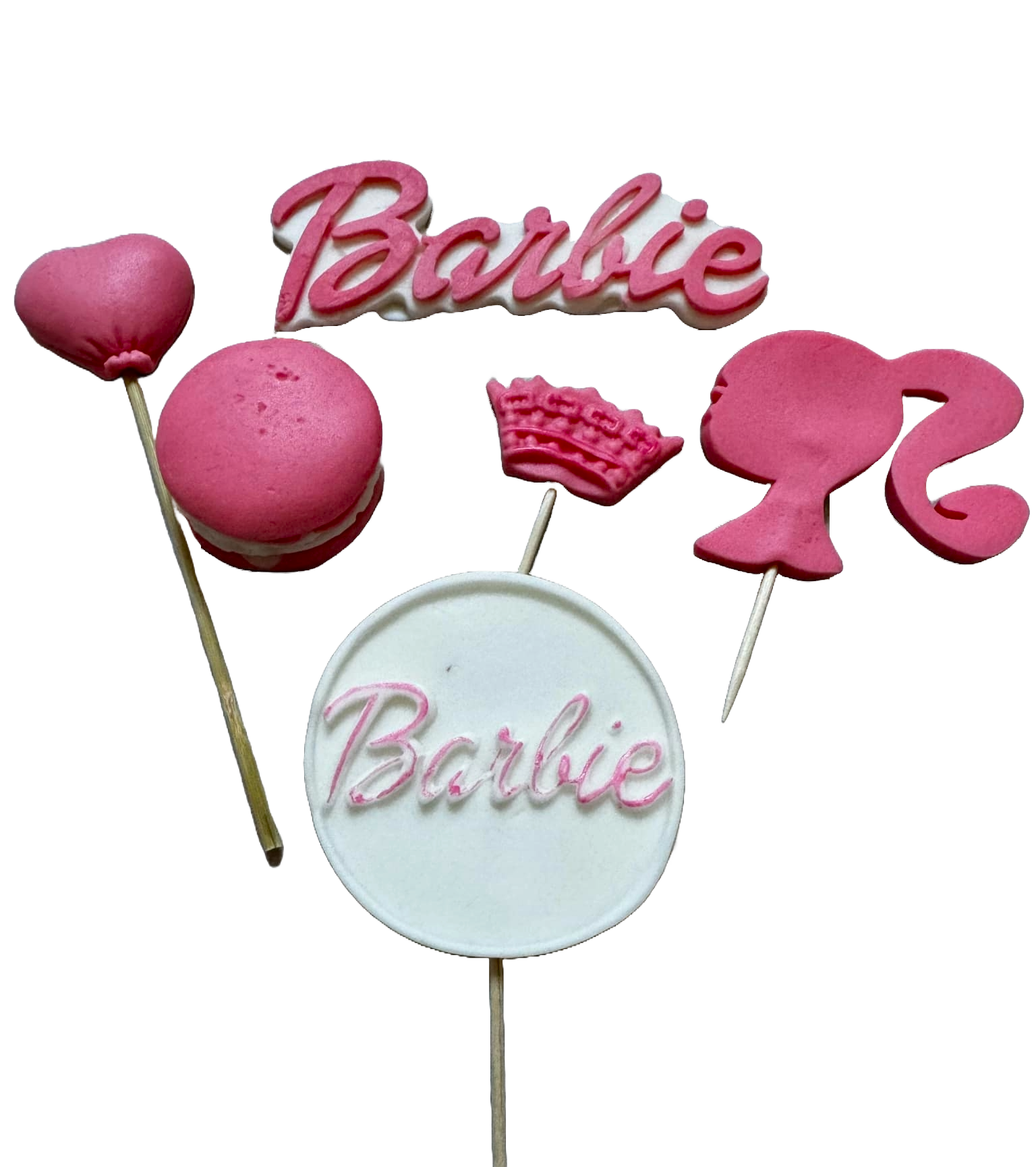 Set van 6 eetbare suikerdecoraties, Barbie Sugar Paste Decorations Naty Shop