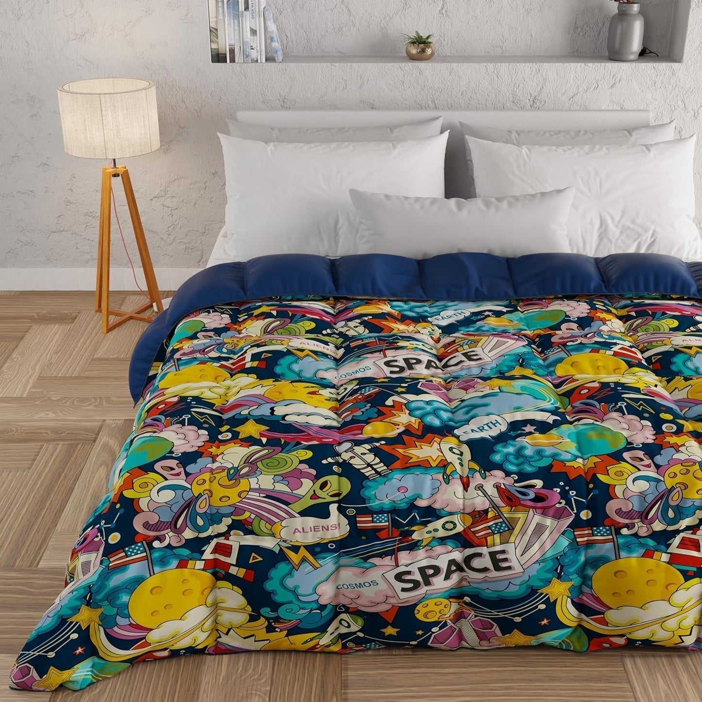 PETTI Artigiani Italiani - Winterquilt, Winterquilt, Eenvoudige quilt, Dubbelzijdig, Monocolor en digitaal printen, 100% hypoallergene microvezel, Made in Italy Quilts en quilts Naty Shop Space Eenpersoonsbed