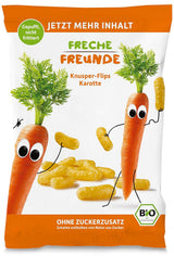 Biologische fruitchips "100% Aardbei" Gevriesdroogde aardbeienfruitchips (12 x 12 g) en nieuwe biologische knapperige maïs- en wortelflips, biologische snack, vanaf 1 jaar, (9 x 30 g) 270 g