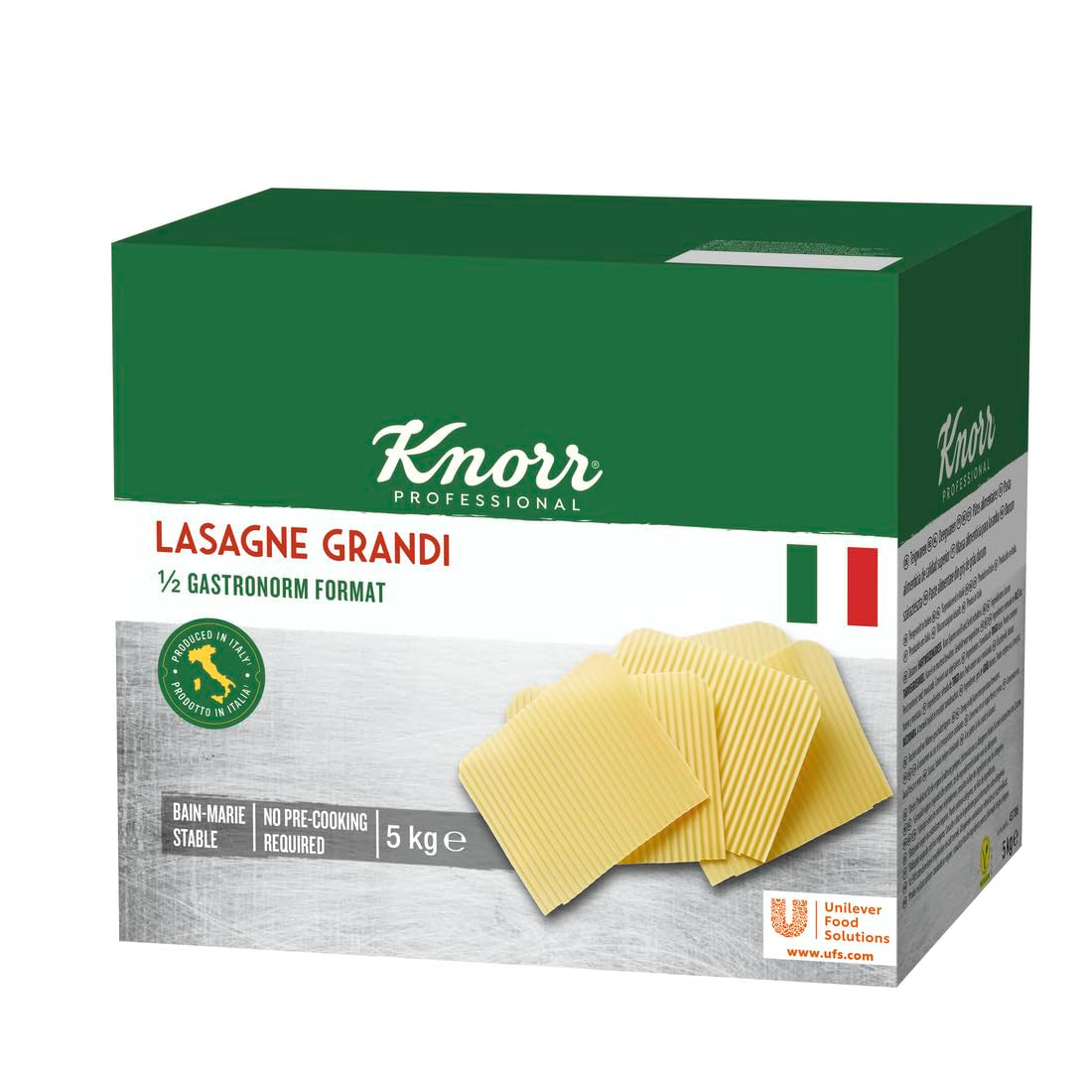 Lasagne Grandi Knorr 1/2 maat Gastronorm - gegolfde deegvellen voor pasta - grootverpakking, 5000 g