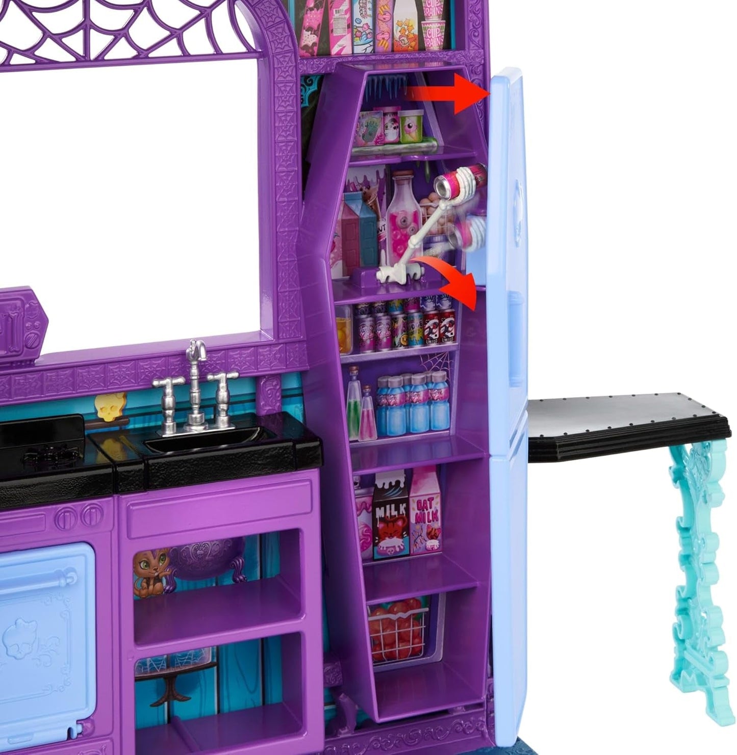 Monster High Buh-tique Hotel Poppenhuis, opvouwbare speelset met enge verrassingen in elke kamer en 13+ speelsets, inclusief meubels en accessoires, JBF16