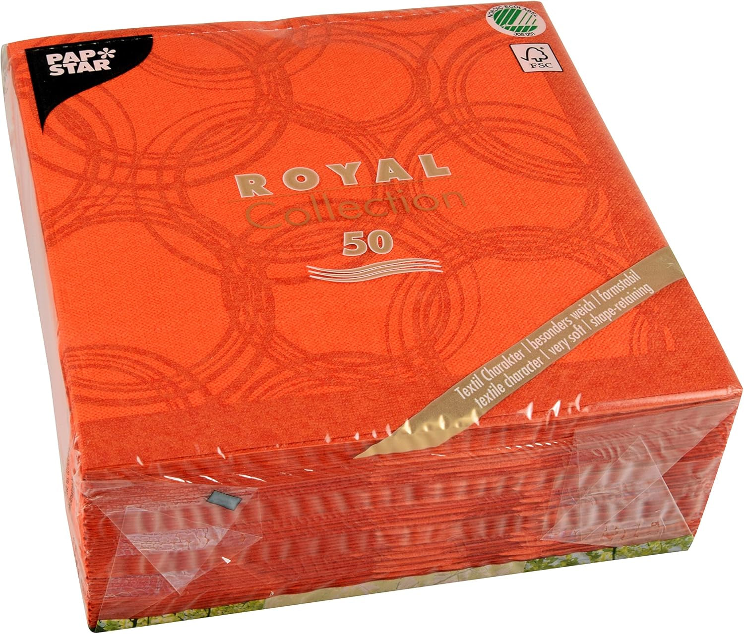 Papstar, 50 servetten "ROYAL Collection" 1/4 vouw 40 cm x 40 cm nectarine "Bubbles", #86494