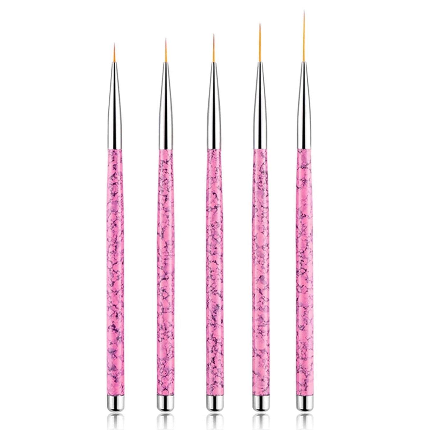 Sullarpek Nail Art Liner Pinsel, 5 Stück Profi Detail Fine Nails Gel Nails Brush, Nagel Pinsel Dünn Für Beauty Frauen Nagelstudio (5 Größen, Rosa)