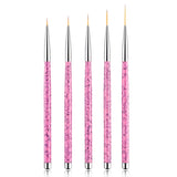 Sullarpek Nail Art Liner Pinsel, 5 Stück Profi Detail Fine Nails Gel Nails Brush, Nagel Pinsel Dünn Für Beauty Frauen Nagelstudio (5 Größen, Rosa)