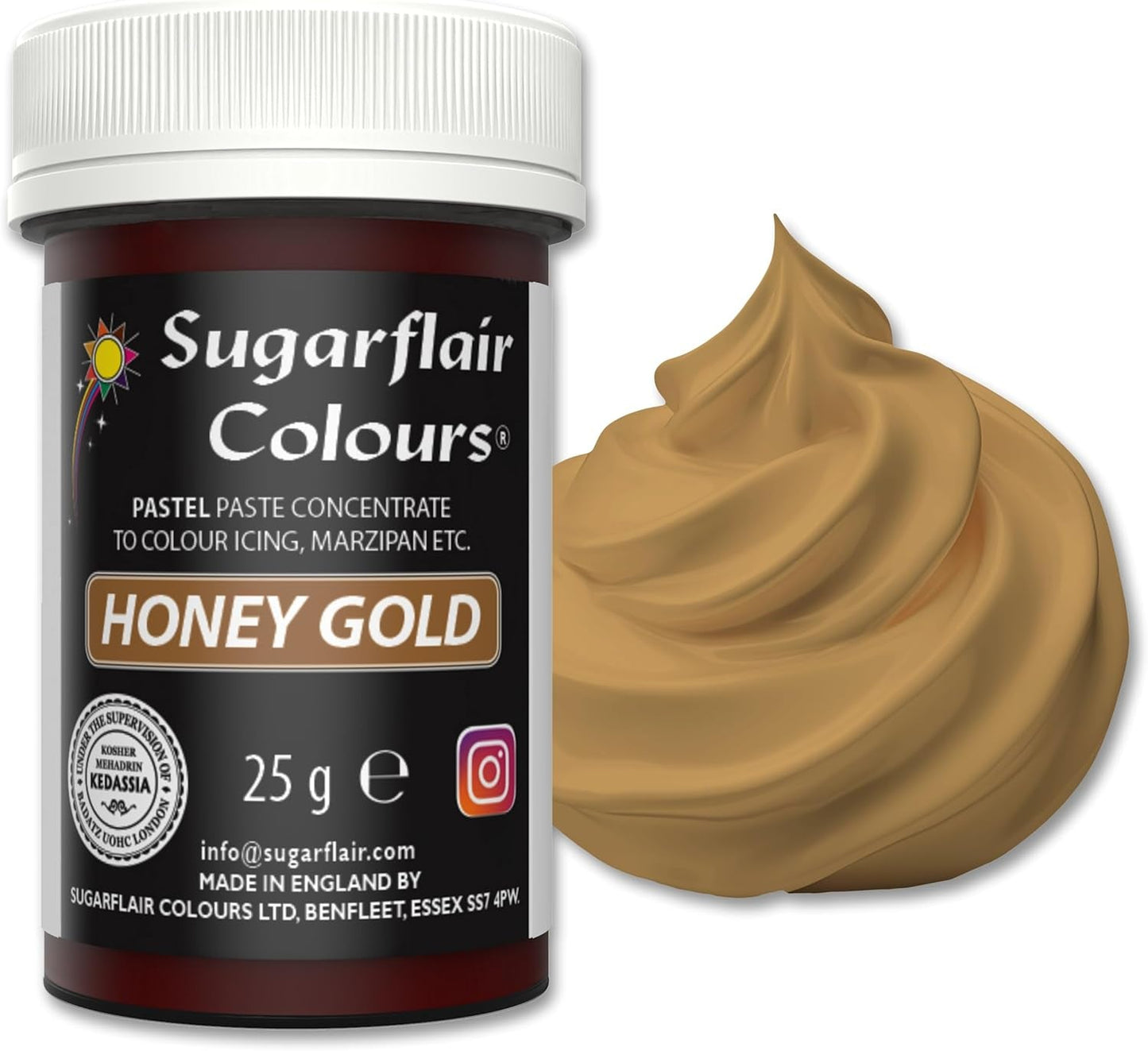 Sugarflair pasta-voedselkleuring, pastelkleur Honey Gold, pasta-voedselkleuring voor fondant en marsepein, Spectral geconcentreerde kleuren - 25 g