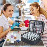 Nail Lacquer Organizer Tasche, Doppelschicht Nail Lacquer Storage Box, Organizer Koffer Für Nageldesign Kosmetiktasche Für 30 Flaschen Neonail Base (15Ml-0.5 Fl.Oz) & 1 nagellamp (zwart)
