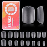 EBANKU 420 stuks korte vierkante nageltips, volledig dekkende matte tips, zachte geltips, heldere, voorgepolijste gelnageltips, tips voor kunstmatige nagelverlenging, 15 maten (kort vierkant)